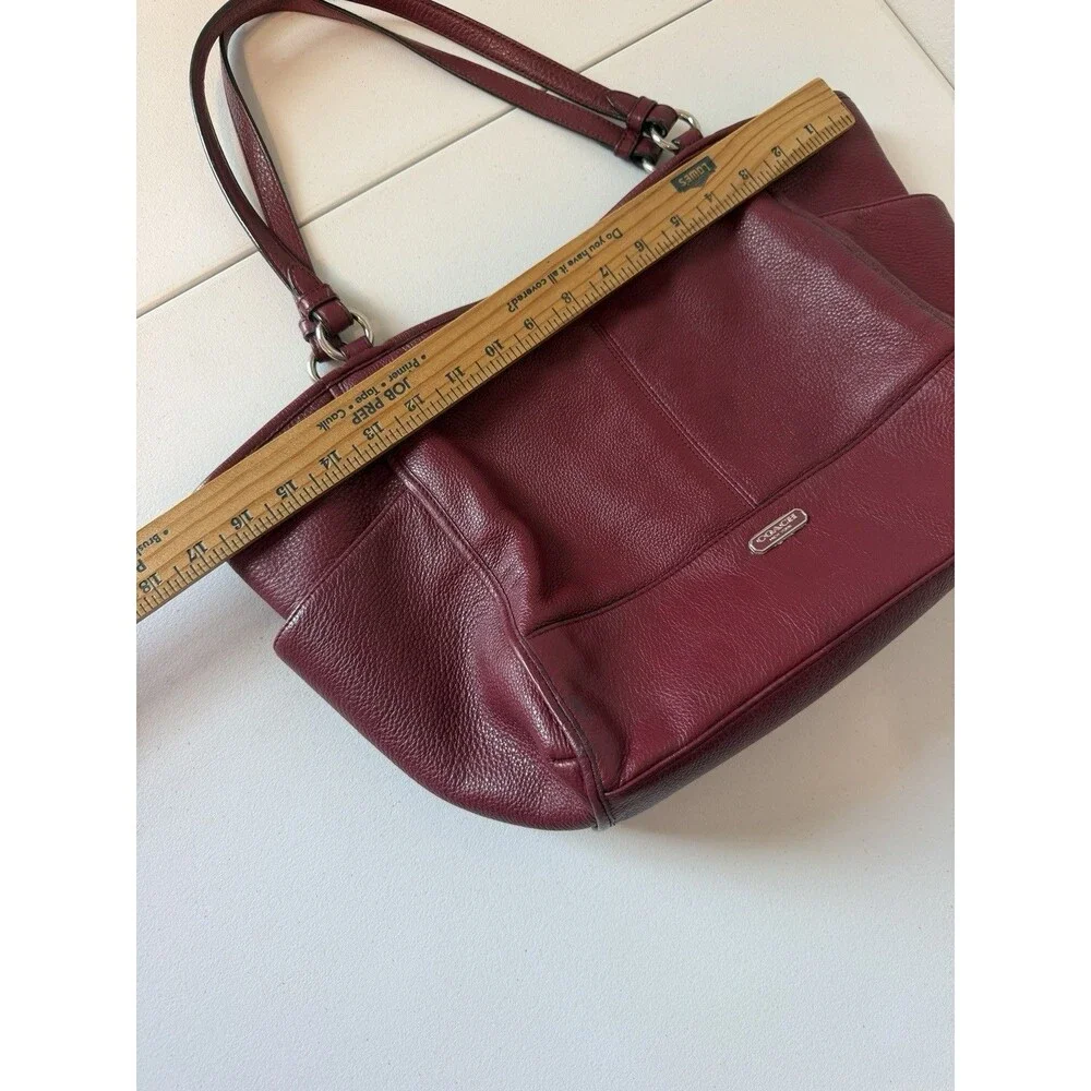 Coach Park Carrie Tote Crimson Pebbled Leather Shoulder Bag Purse